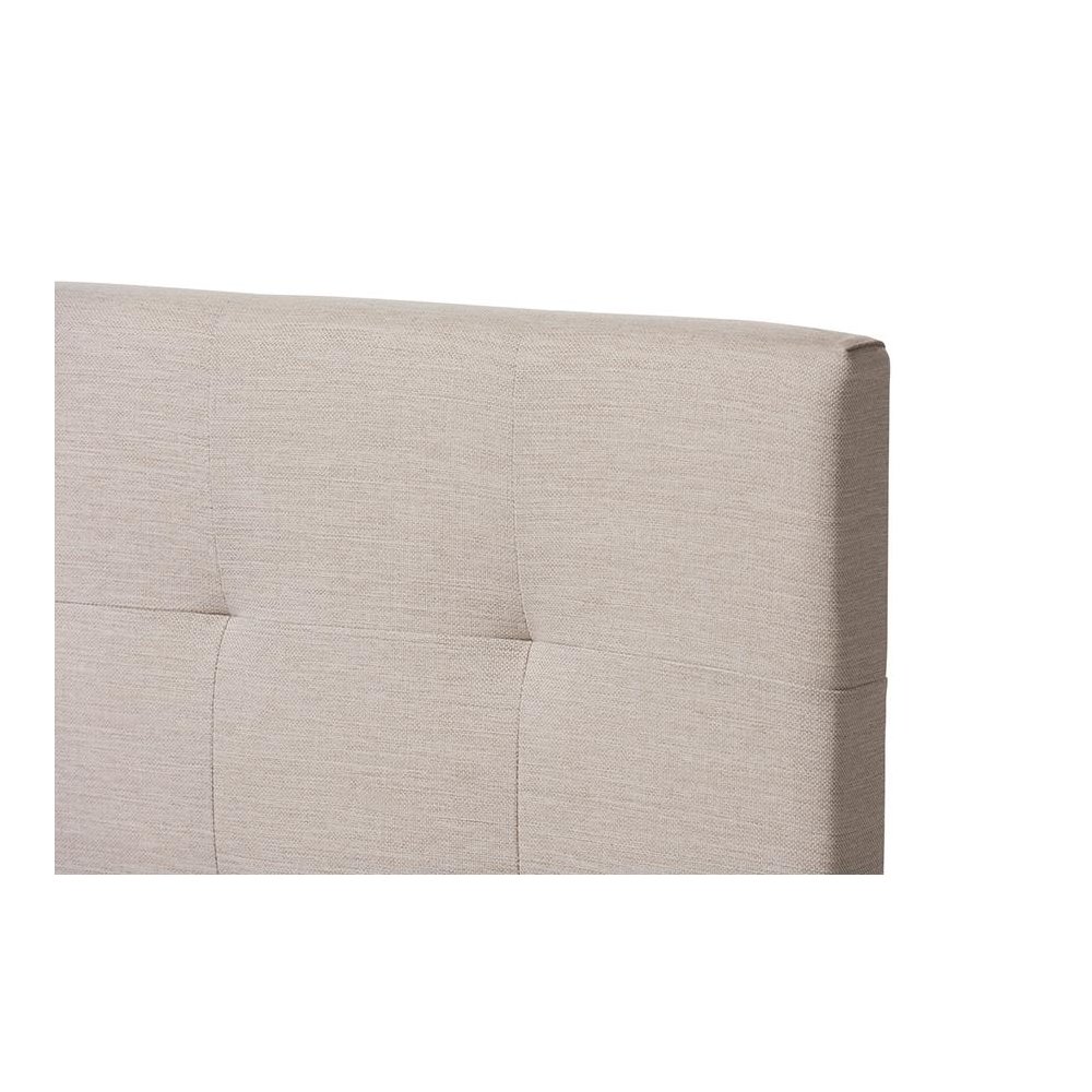 Baxton Studio Brookfield Modern and Contemporary Beige Fabric Twin Size Bed. Picture 4