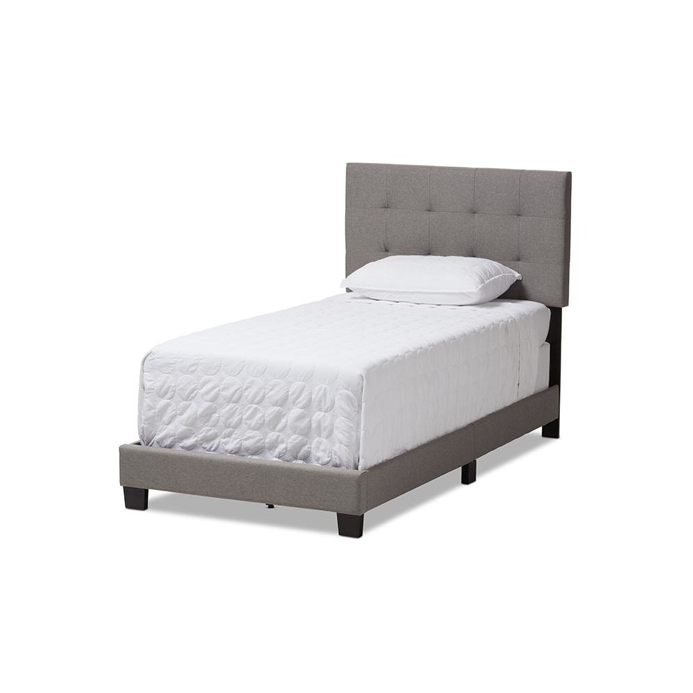 Baxton Studio Brookfield Modern and Contemporary Light Grey Fabric Twin Size Bed. Picture 1