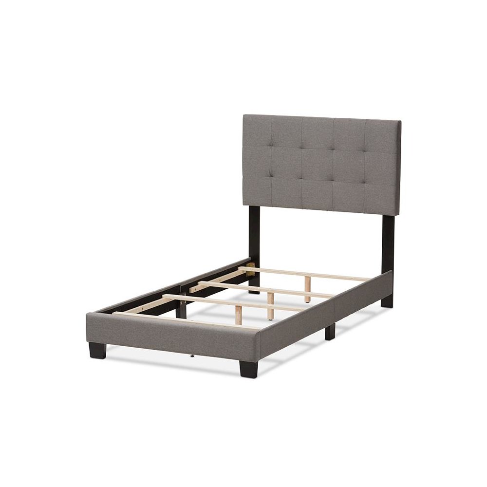 Baxton Studio Brookfield Modern and Contemporary Light Grey Fabric Twin Size Bed. Picture 3