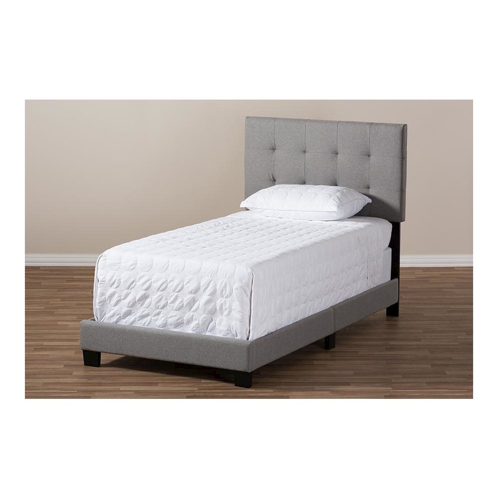 Baxton Studio Brookfield Modern and Contemporary Light Grey Fabric Twin Size Bed. Picture 7