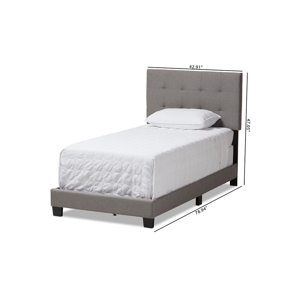 Baxton Studio Brookfield Modern and Contemporary Light Grey Fabric Twin Size Bed. Picture 8