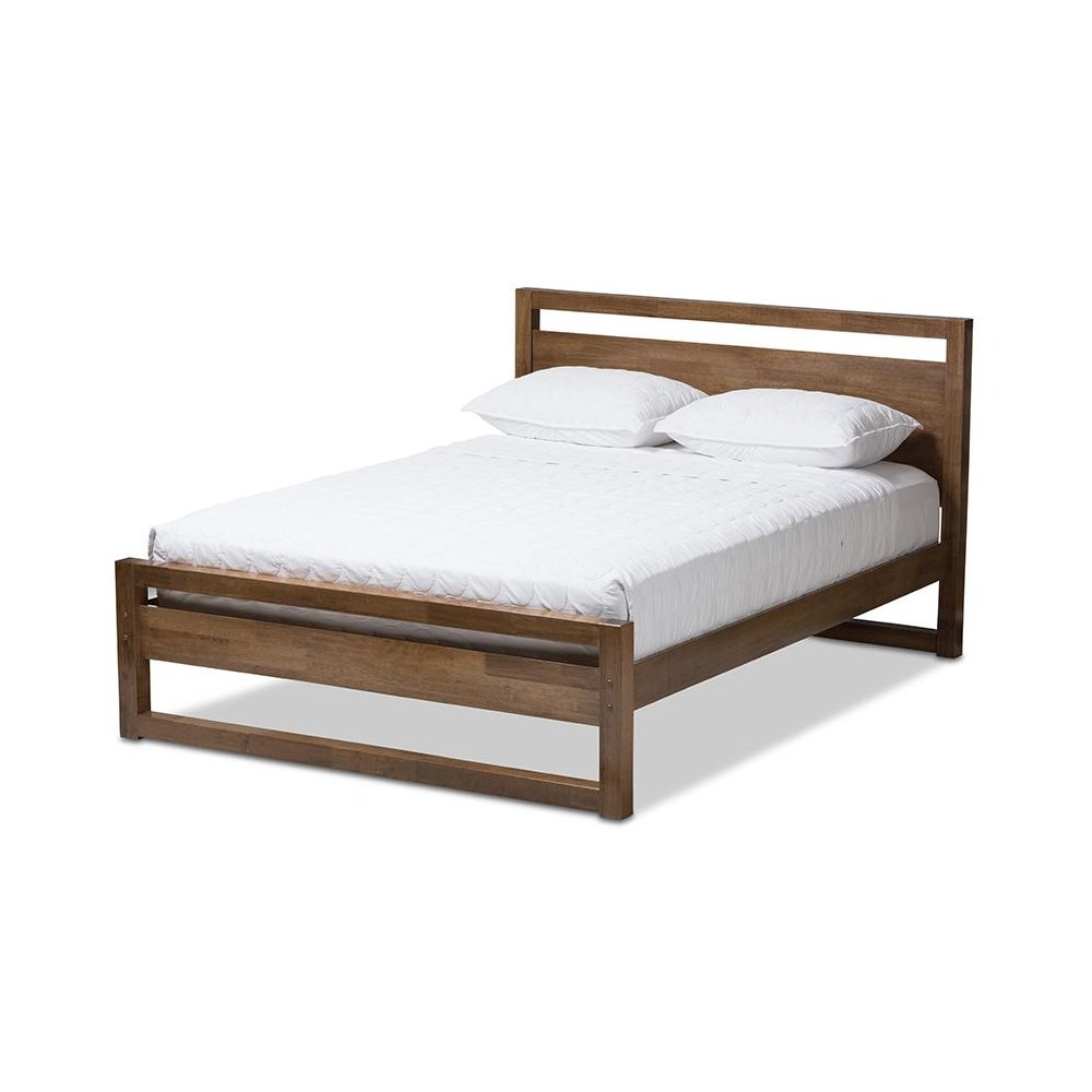 Solid Walnut Wood Open Frame Style King Size Platform Bed. Picture 1