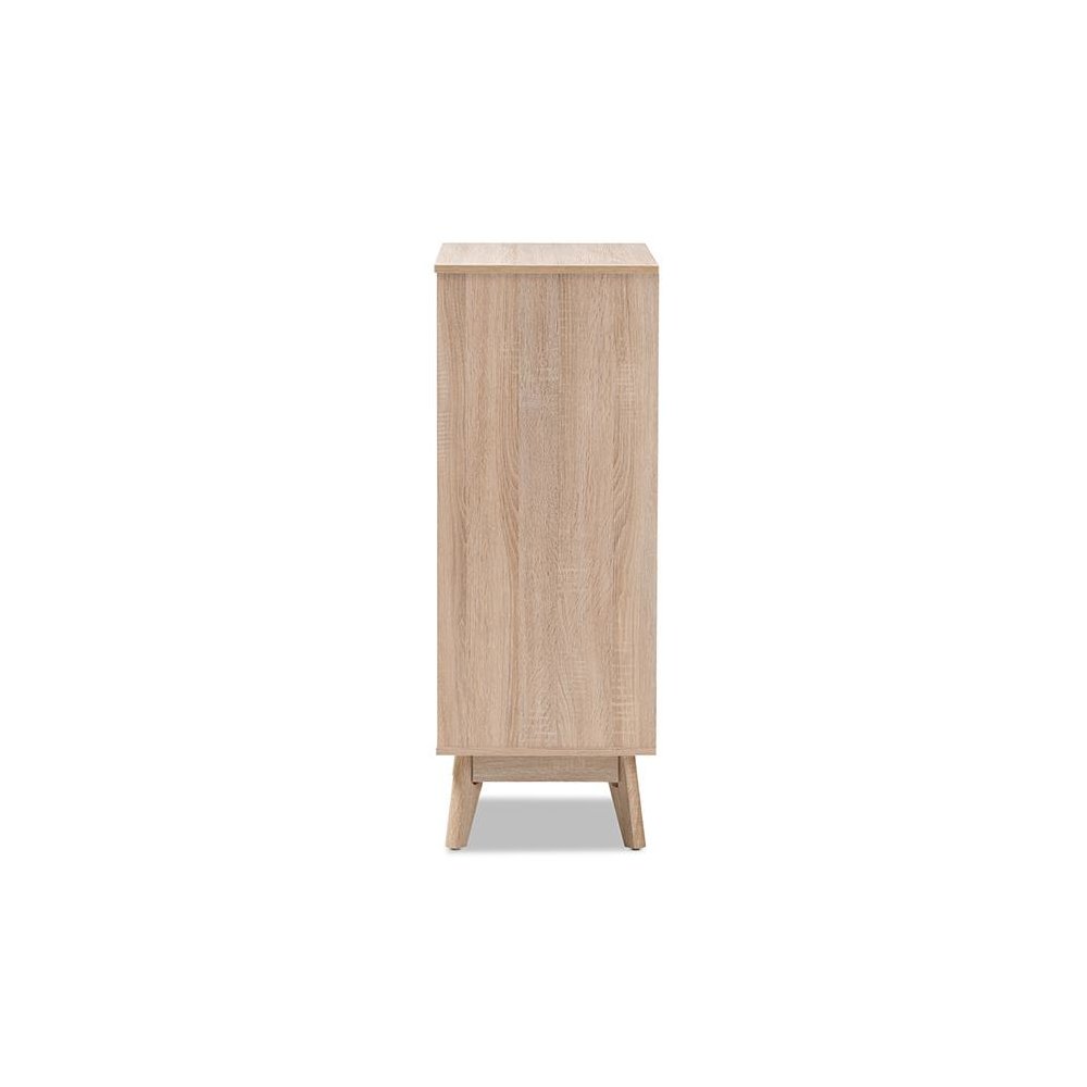 Baxton Studio Fella Mid-Century Modern Two-Tone Oak and Grey Wood 5-Drawer Chest. Picture 4