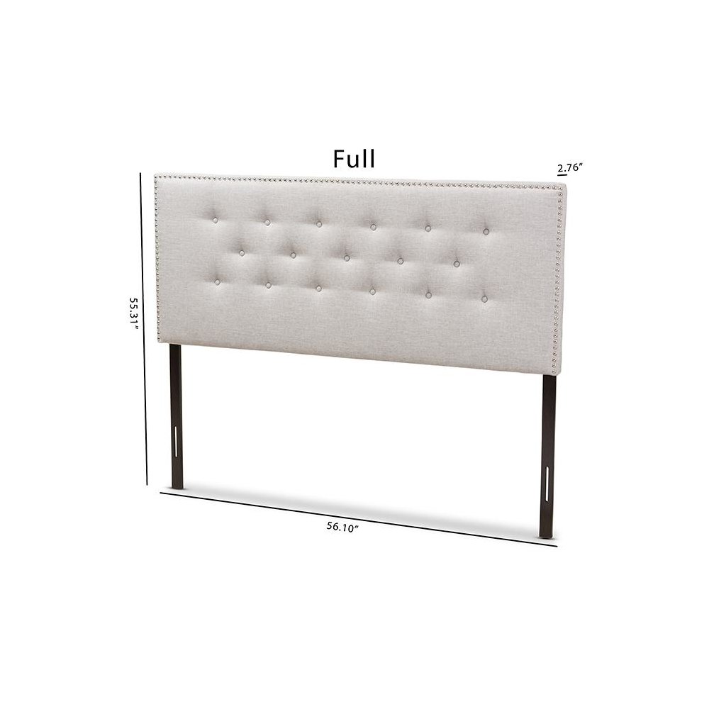 Greyish Beige Fabric Upholstered Full Size Headboard. Picture 6