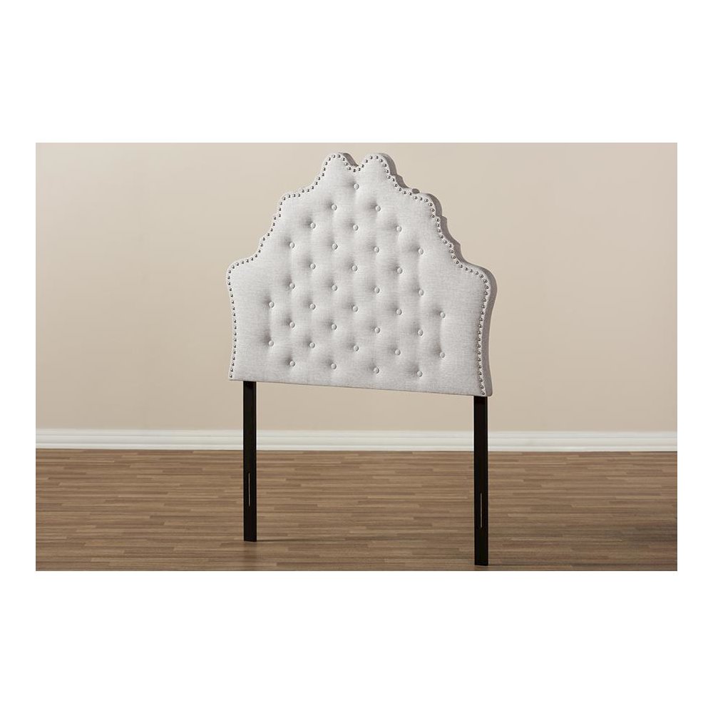Hilda Modern and Contemporary Greyish Beige Fabric Twin Size Headboard. Picture 5