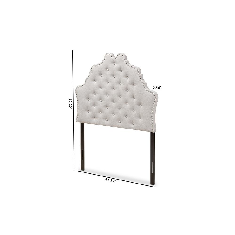 Hilda Modern and Contemporary Greyish Beige Fabric Twin Size Headboard. Picture 6