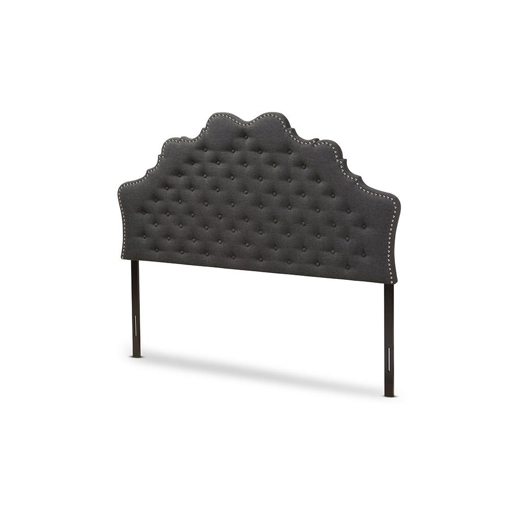 Hilda Modern and Contemporary Dark Grey Fabric Queen Size Headboard. Picture 1