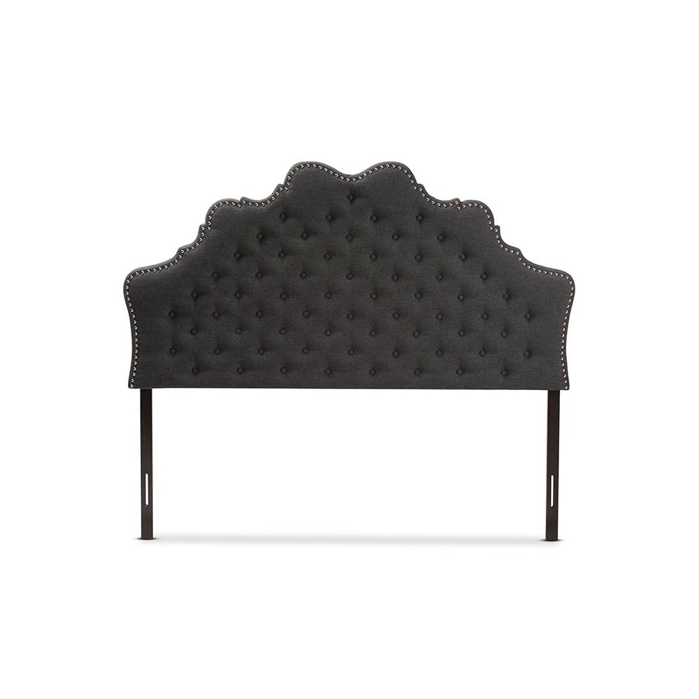 Hilda Modern and Contemporary Dark Grey Fabric Queen Size Headboard. Picture 2