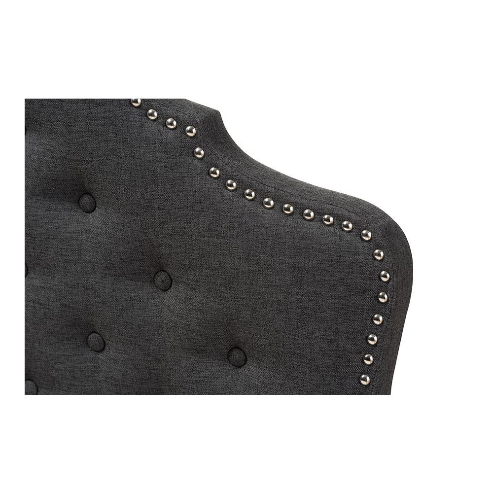 Hilda Modern and Contemporary Dark Grey Fabric Queen Size Headboard. Picture 3