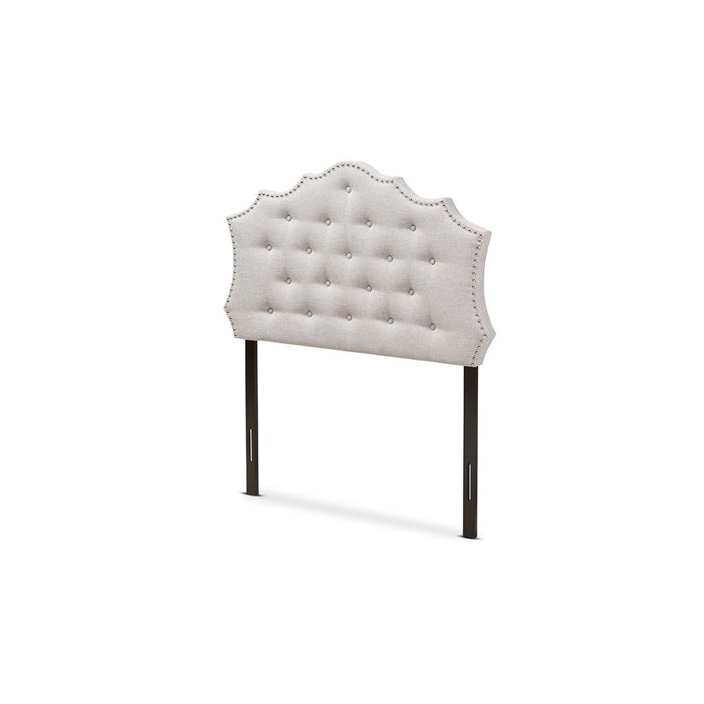 Aurora Modern and Contemporary Greyish Beige Fabric Twin Size Headboard. Picture 1