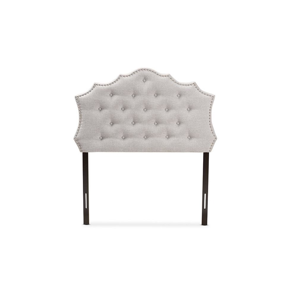 Aurora Modern and Contemporary Greyish Beige Fabric Twin Size Headboard. Picture 2
