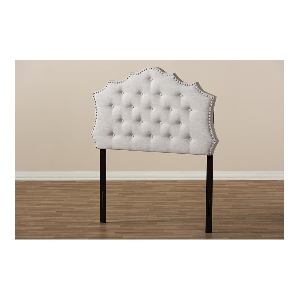 Aurora Modern and Contemporary Greyish Beige Fabric Twin Size Headboard. Picture 5