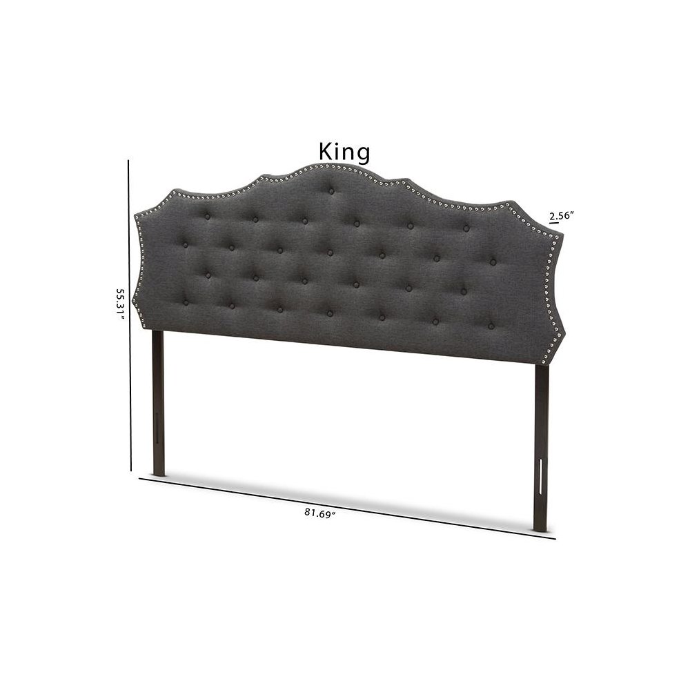 Aurora Modern and Contemporary Dark Grey Fabric King Size Headboard. Picture 6