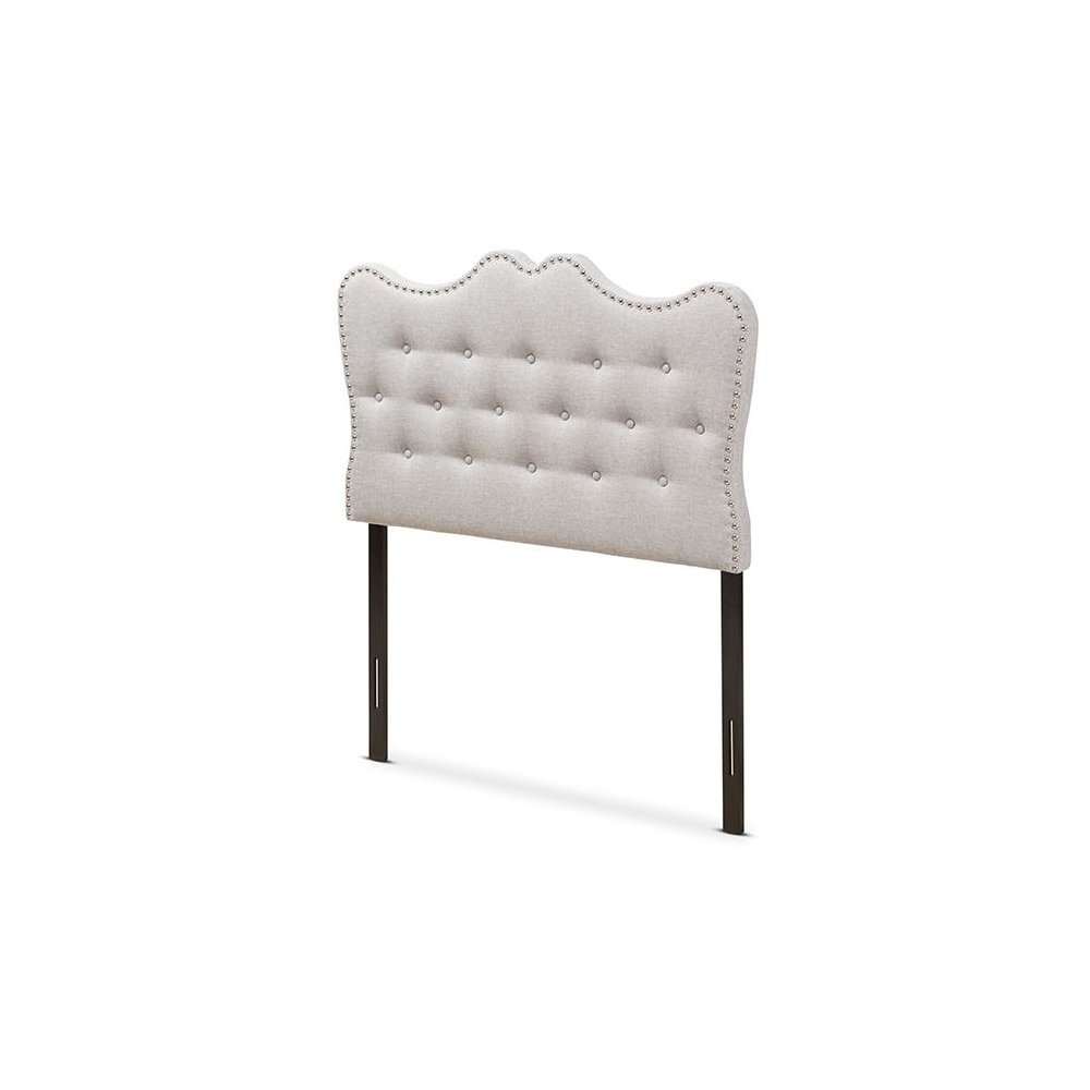 Emma Modern and Contemporary Greyish Beige Fabric Twin Size Headboard. Picture 1