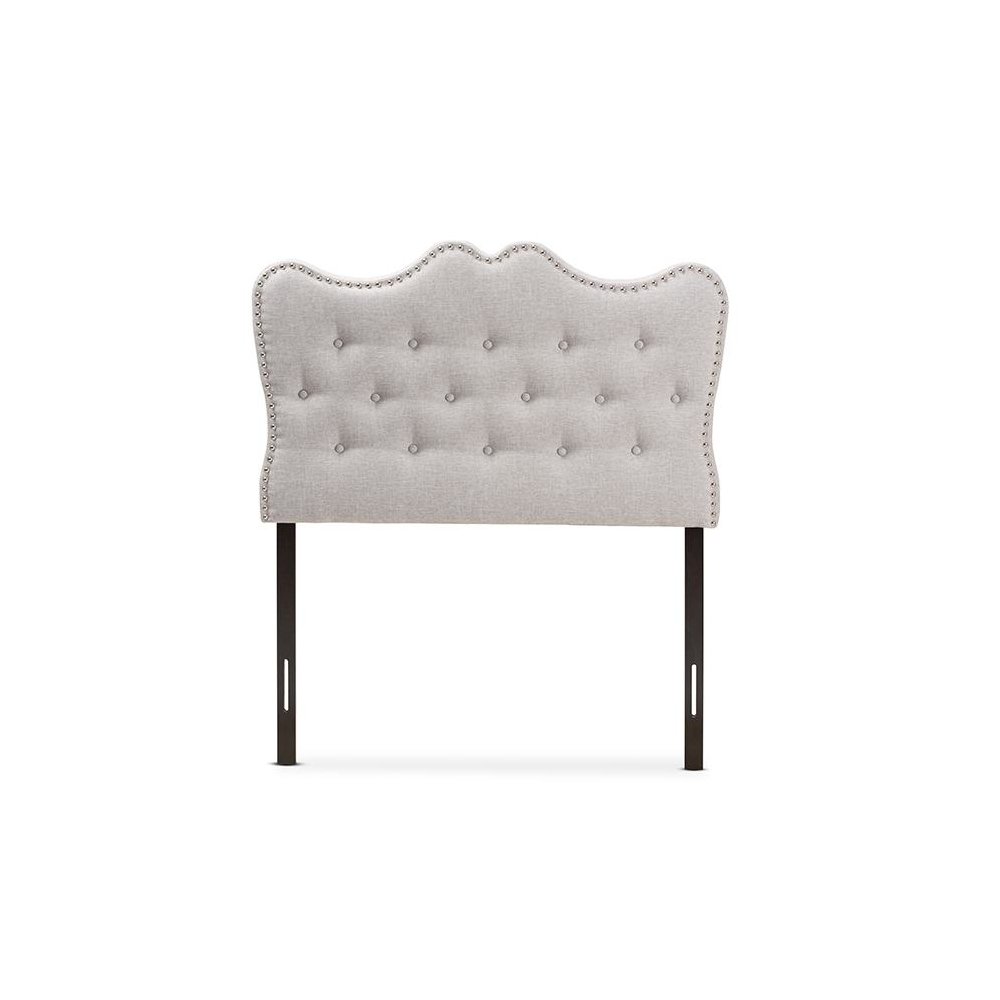 Emma Modern and Contemporary Greyish Beige Fabric Twin Size Headboard. Picture 2