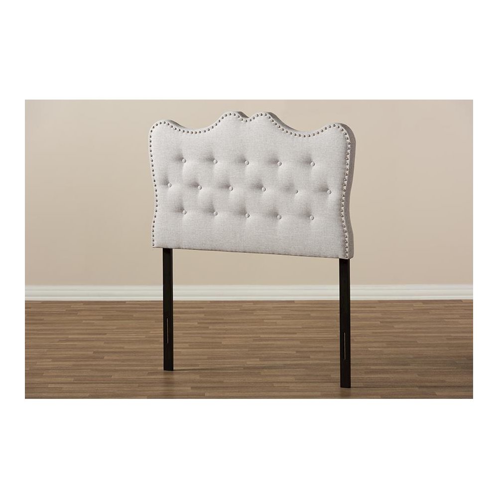Emma Modern and Contemporary Greyish Beige Fabric Twin Size Headboard. Picture 5