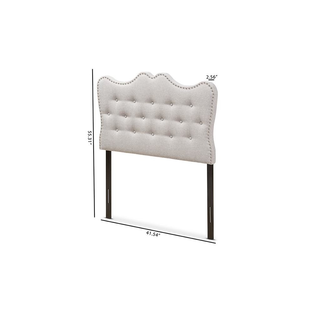 Emma Modern and Contemporary Greyish Beige Fabric Twin Size Headboard. Picture 6