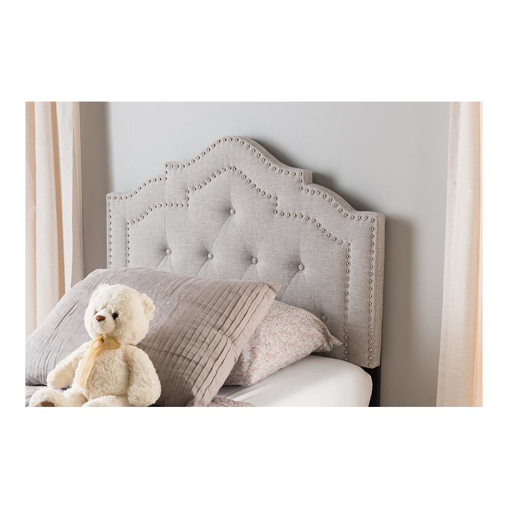Edith Modern and Contemporary Greyish Beige Fabric Twin Size Headboard. Picture 4