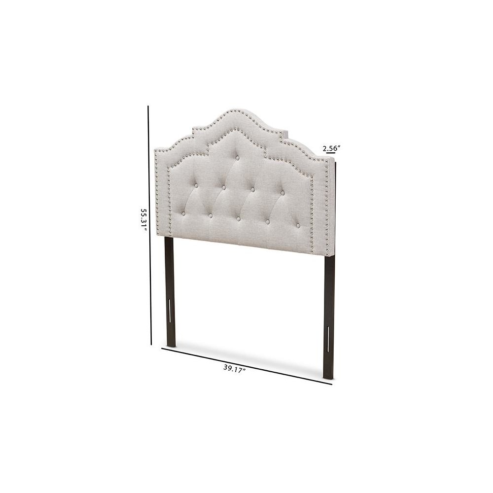Edith Modern and Contemporary Greyish Beige Fabric Twin Size Headboard. Picture 6