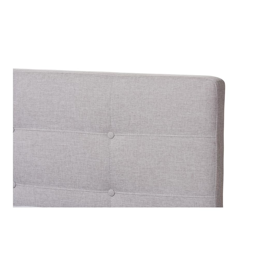 Valencia Mid-Century Modern Greyish Beige Fabric Full Size Platform Bed. Picture 4