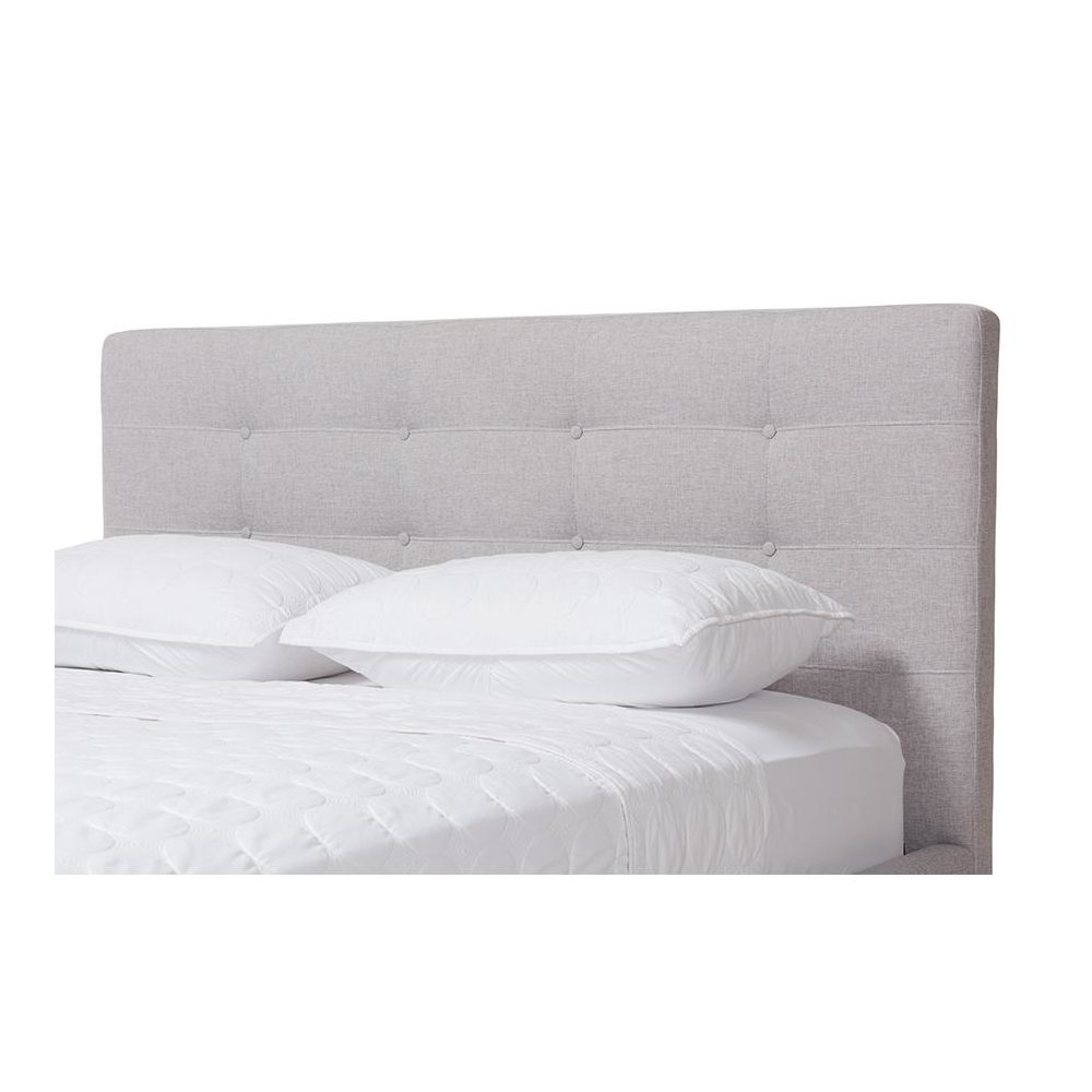 Valencia Mid-Century Modern Greyish Beige Fabric Full Size Platform Bed. Picture 5