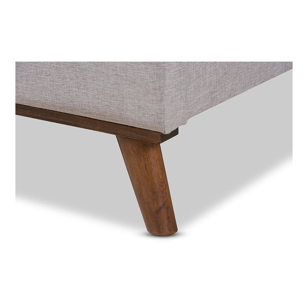 Valencia Mid-Century Modern Greyish Beige Fabric Full Size Platform Bed. Picture 7