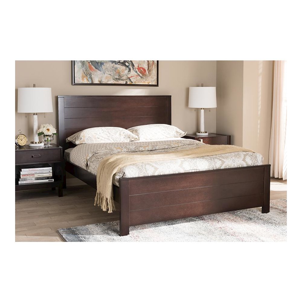 Catalina Modern Classic Mission Style Dark Brown-Finished Wood Full Platform Bed. Picture 6