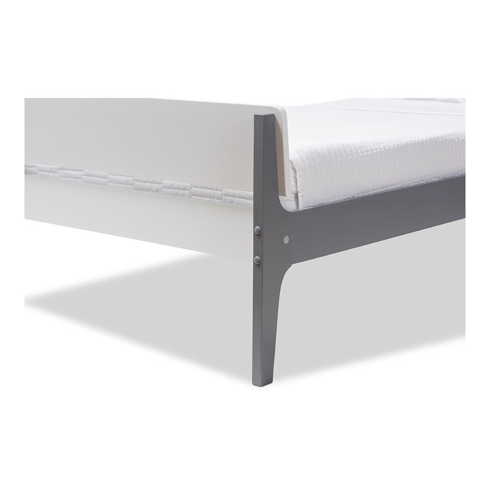 Classic Mission Style White and Dark Grey-Finished Wood Twin Platform Bed. Picture 5