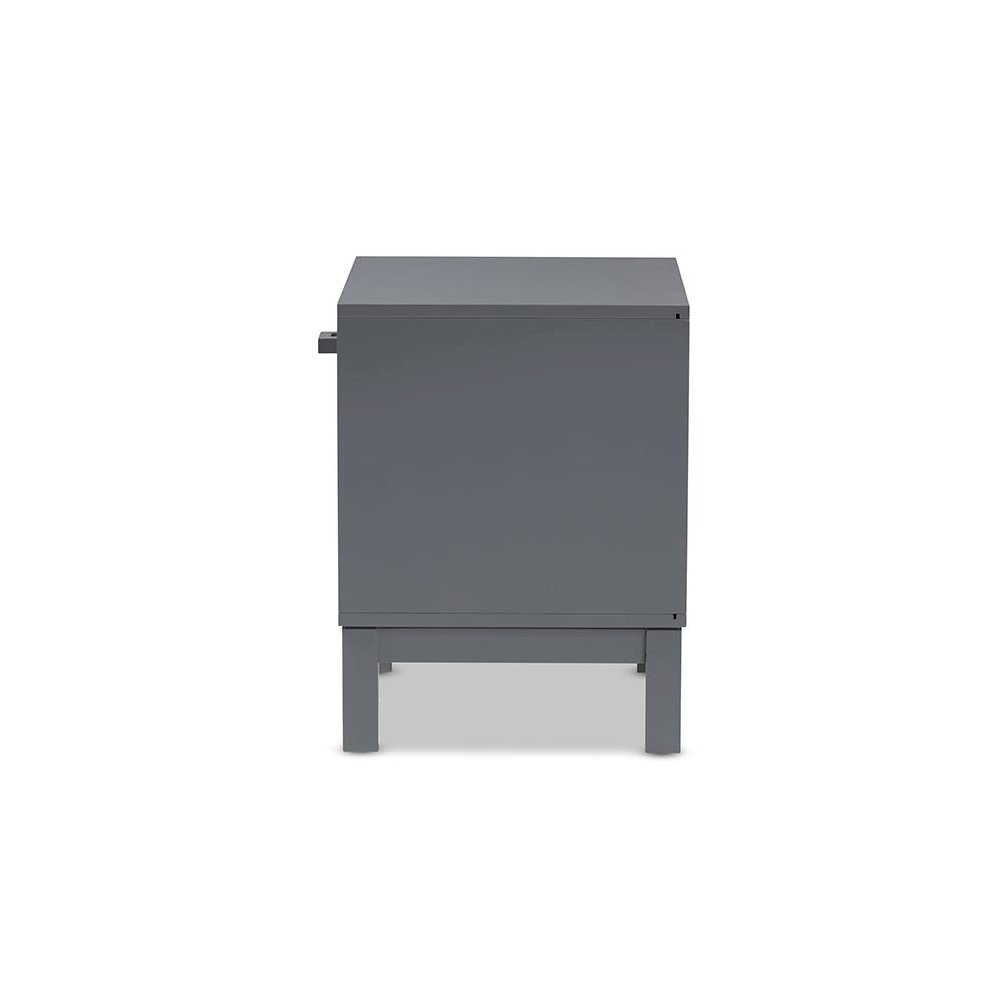 Baxton Studio Deirdre Modern and Contemporary Grey Wood 1-Drawer Nightstand. Picture 4