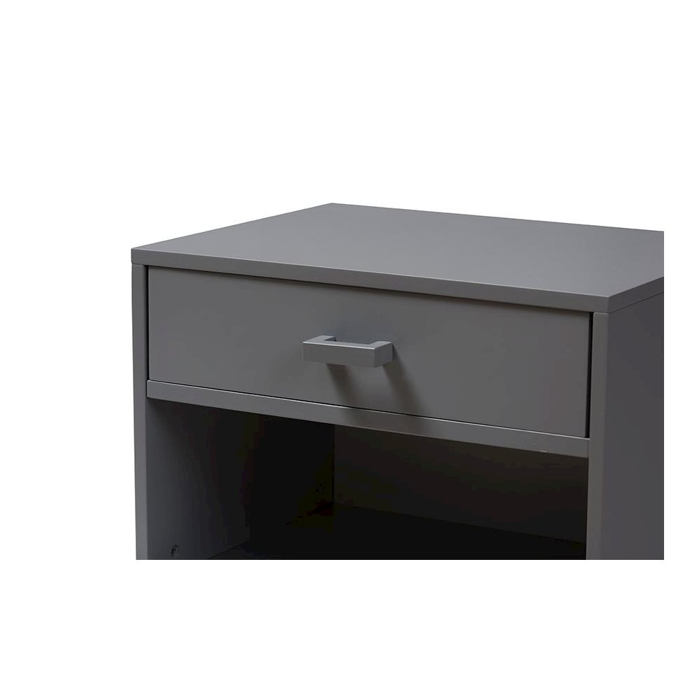 Baxton Studio Deirdre Modern and Contemporary Grey Wood 1-Drawer Nightstand. Picture 5