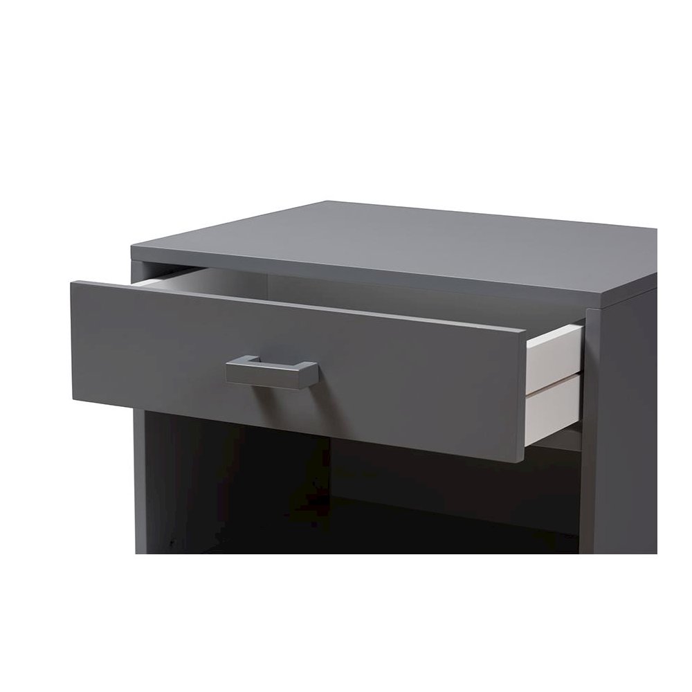Baxton Studio Deirdre Modern and Contemporary Grey Wood 1-Drawer Nightstand. Picture 6