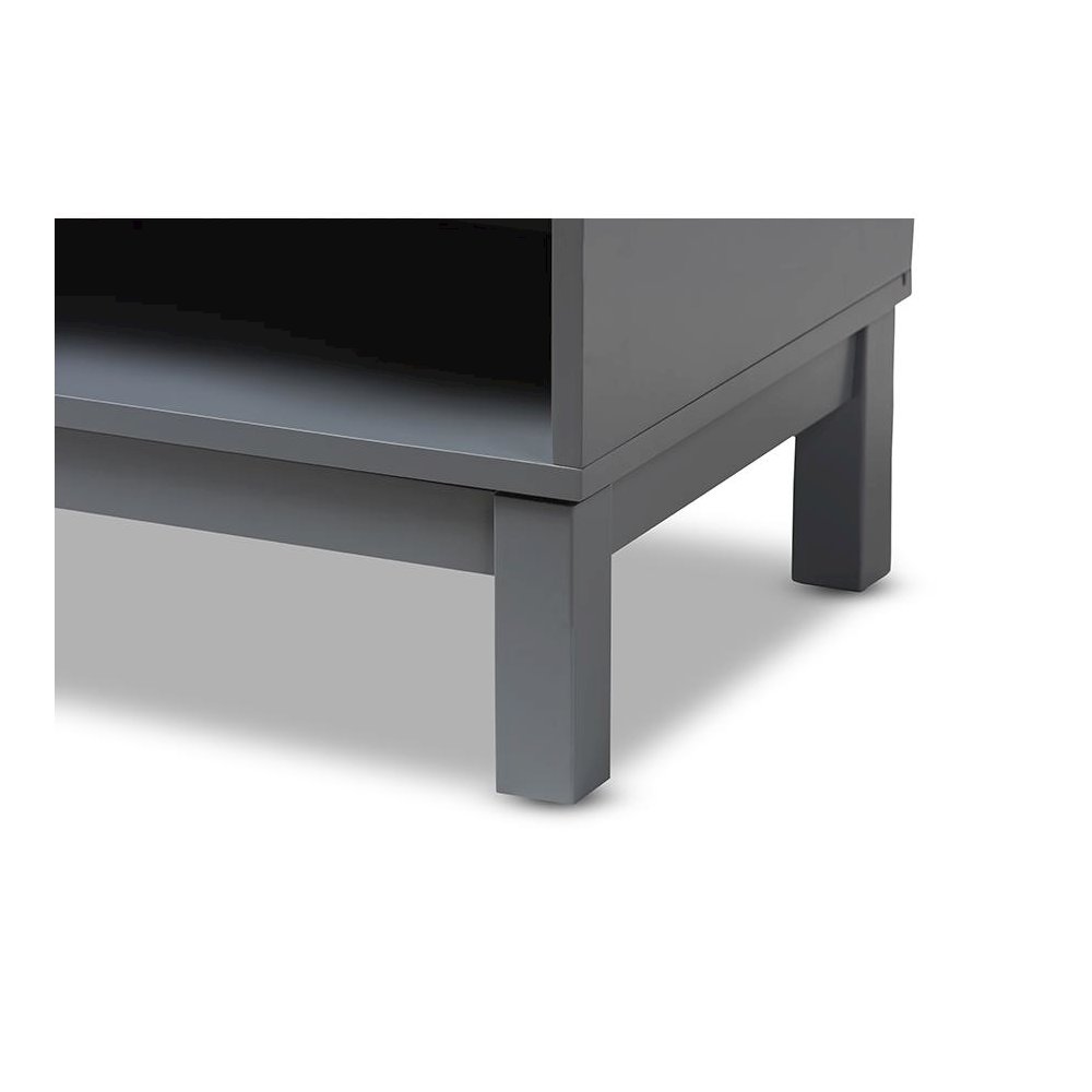 Baxton Studio Deirdre Modern and Contemporary Grey Wood 1-Drawer Nightstand. Picture 7