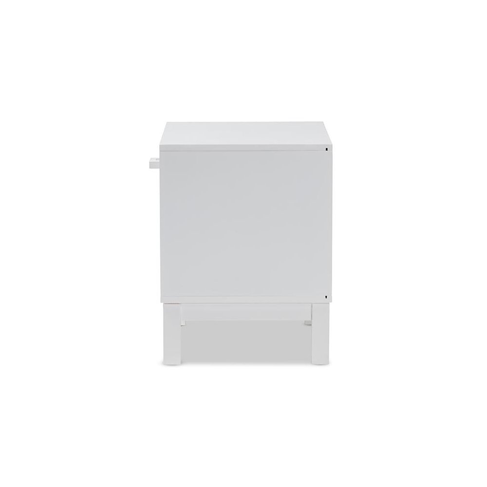 Deirdre Modern and Contemporary White Wood 1-Drawer Nightstand. Picture 5