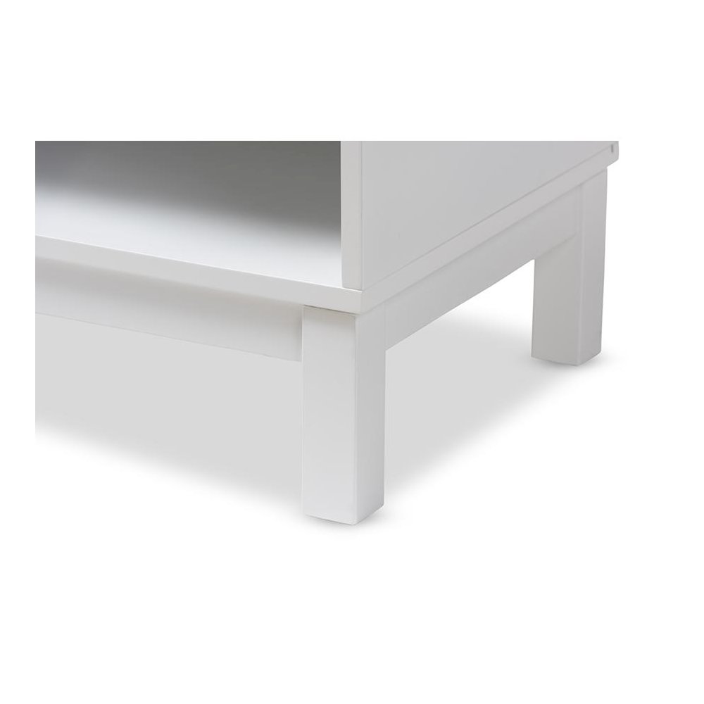 Deirdre Modern and Contemporary White Wood 1-Drawer Nightstand. Picture 8