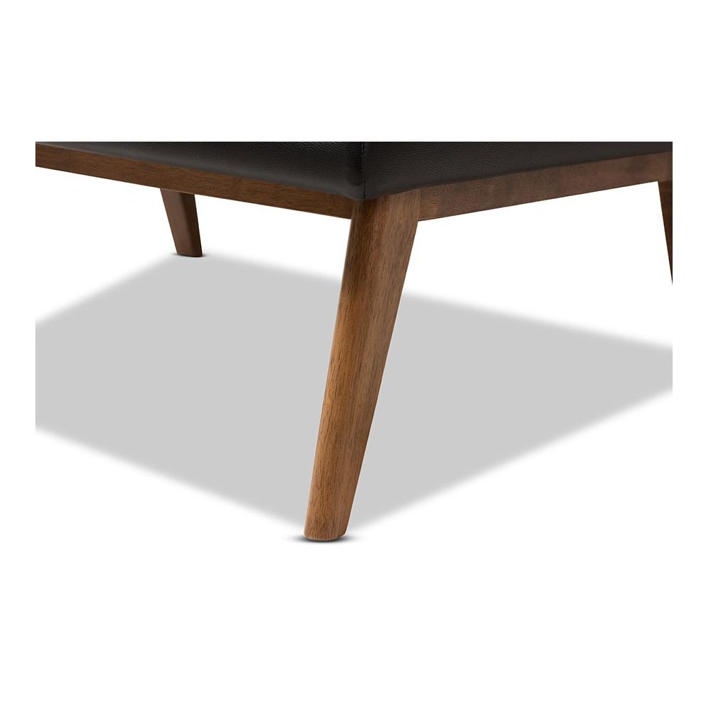 Leather Upholstered Walnut Finished Wood Lounge Chair. Picture 6