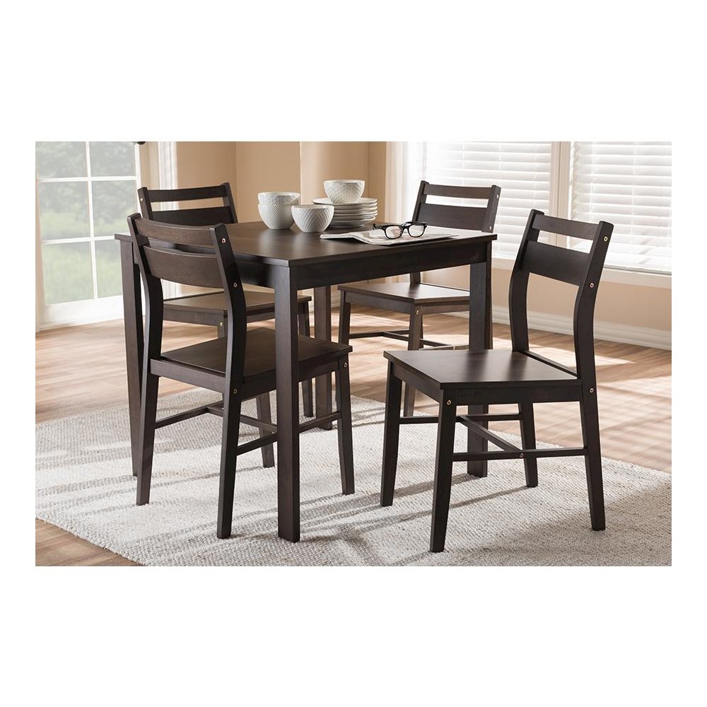 Baxton Studio Lovy Modern and Contemporary Walnut-Finished 5-Piece Dining Set. Picture 4