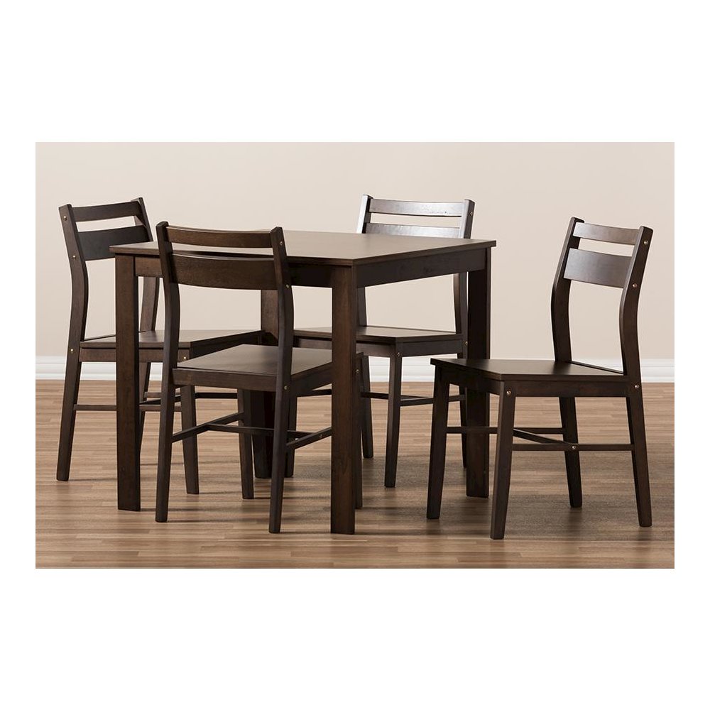 Baxton Studio Lovy Modern and Contemporary Walnut-Finished 5-Piece Dining Set. Picture 5