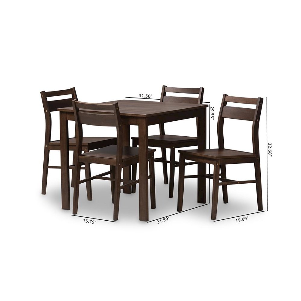 Baxton Studio Lovy Modern and Contemporary Walnut-Finished 5-Piece Dining Set. Picture 6