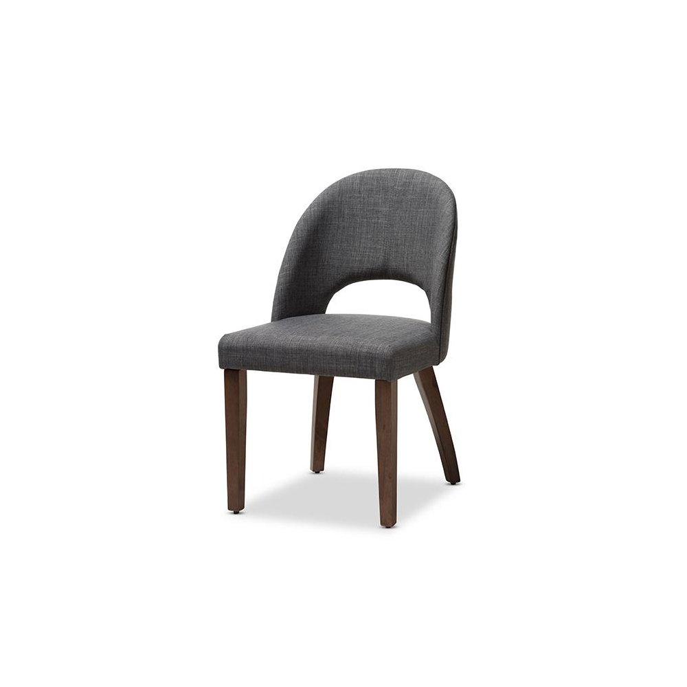 Dark Grey Fabric Upholstered Walnut Finished Wood 5-Piece Dining Set. Picture 2