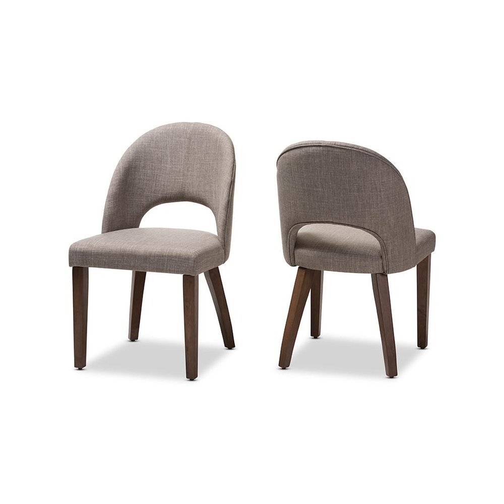Light Grey Fabric Upholstered Walnut Finished Wood Dining Chair (Set of 2). Picture 1