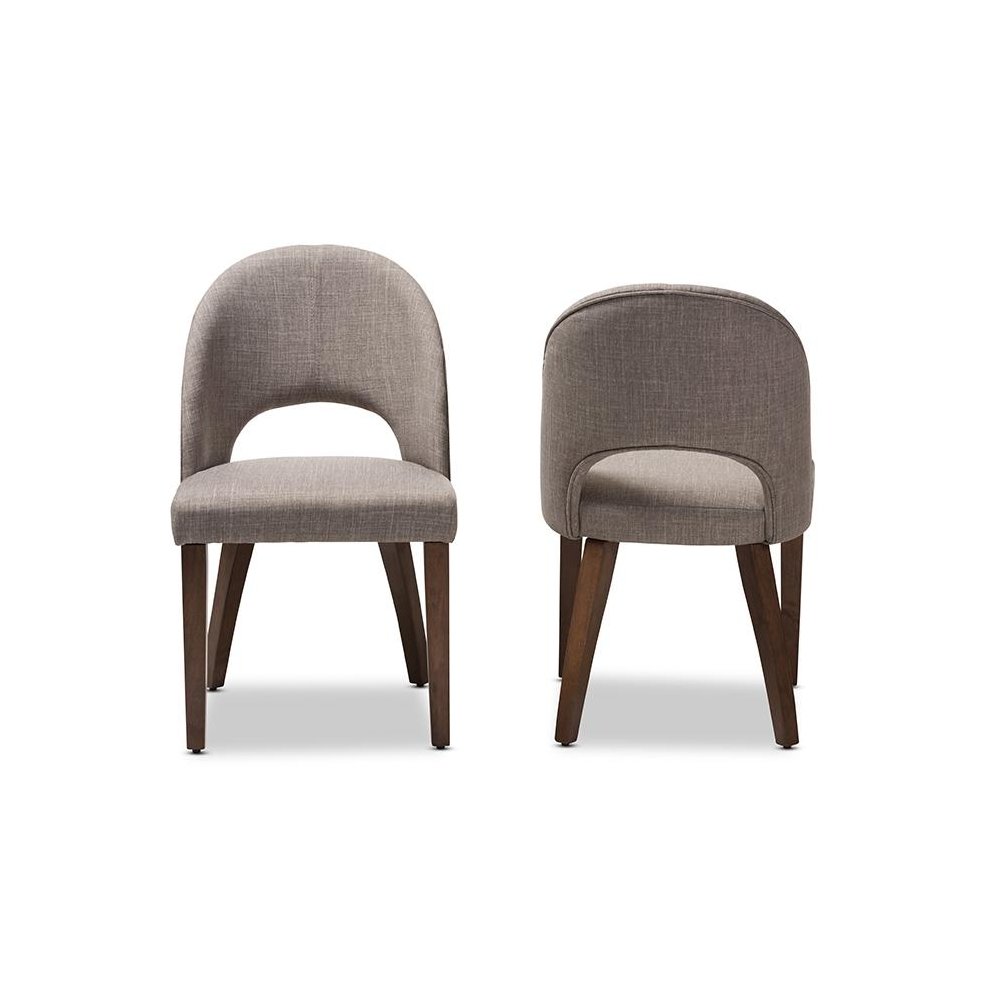 Light Grey Fabric Upholstered Walnut Finished Wood Dining Chair (Set of 2). Picture 2