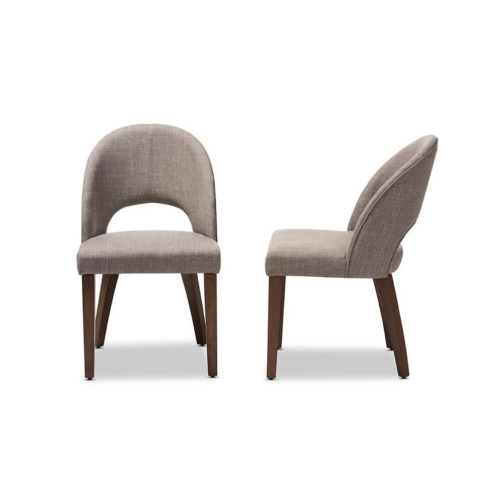 Light Grey Fabric Upholstered Walnut Finished Wood Dining Chair (Set of 2). Picture 3