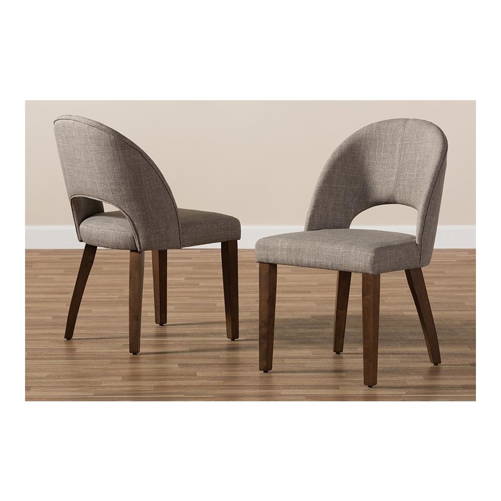 Light Grey Fabric Upholstered Walnut Finished Wood Dining Chair (Set of 2). Picture 7