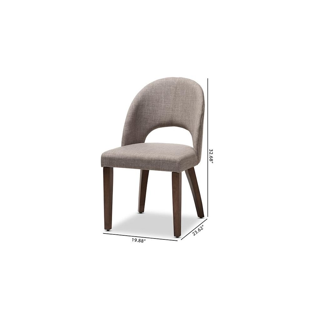 Light Grey Fabric Upholstered Walnut Finished Wood Dining Chair (Set of 2). Picture 8