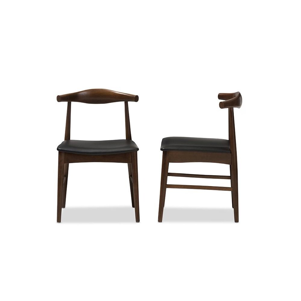 Baxton Studio Winton Mid-Century Modern Walnut Wood Dining Chair (Set of 2). Picture 2