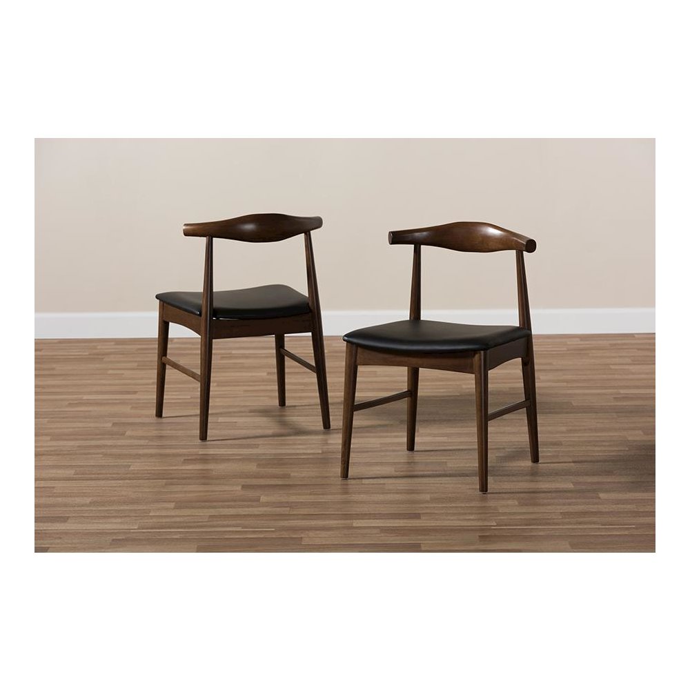Baxton Studio Winton Mid-Century Modern Walnut Wood Dining Chair (Set of 2). Picture 7