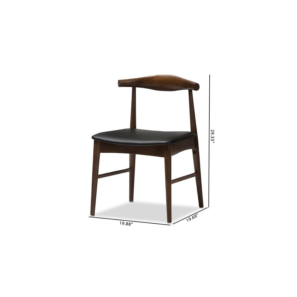 Baxton Studio Winton Mid-Century Modern Walnut Wood Dining Chair (Set of 2). Picture 8