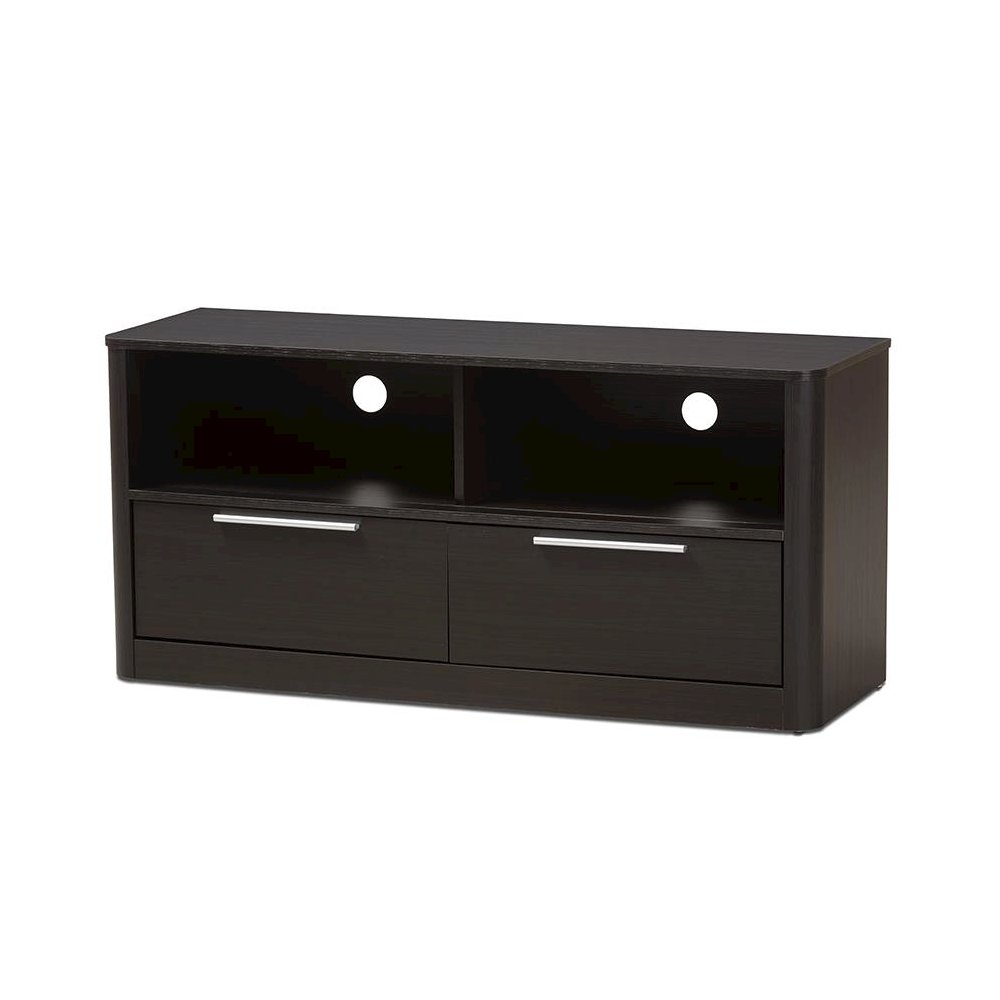 Espresso Brown Finished Wood 2-Drawer TV Stand. Picture 1