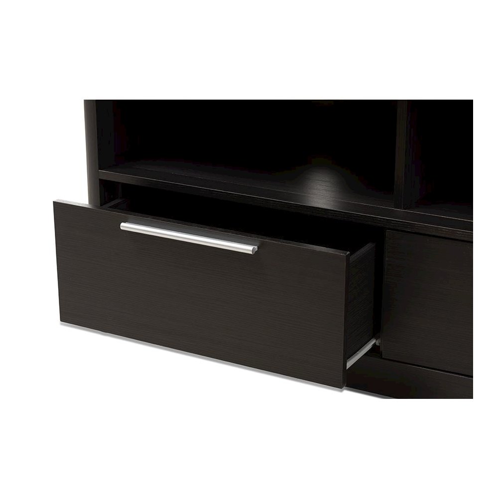 Espresso Brown Finished Wood 2-Drawer TV Stand. Picture 7
