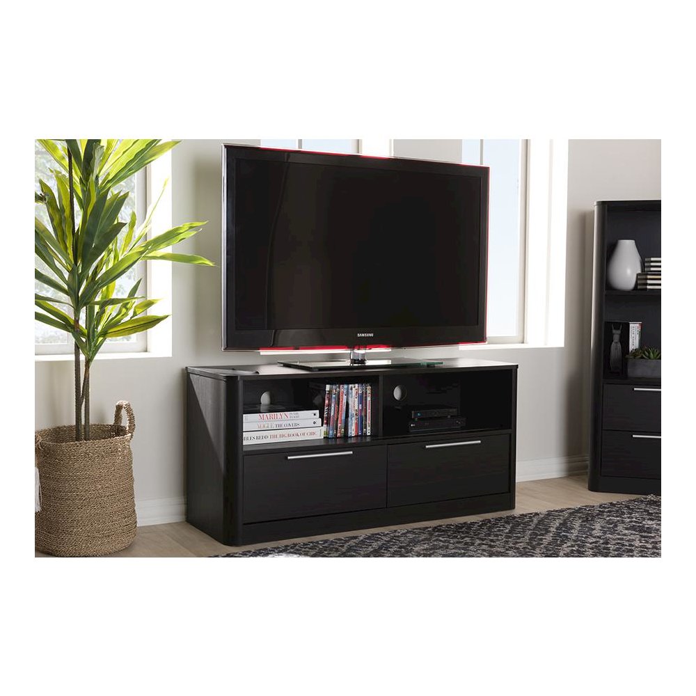 Espresso Brown Finished Wood 2-Drawer TV Stand. Picture 8